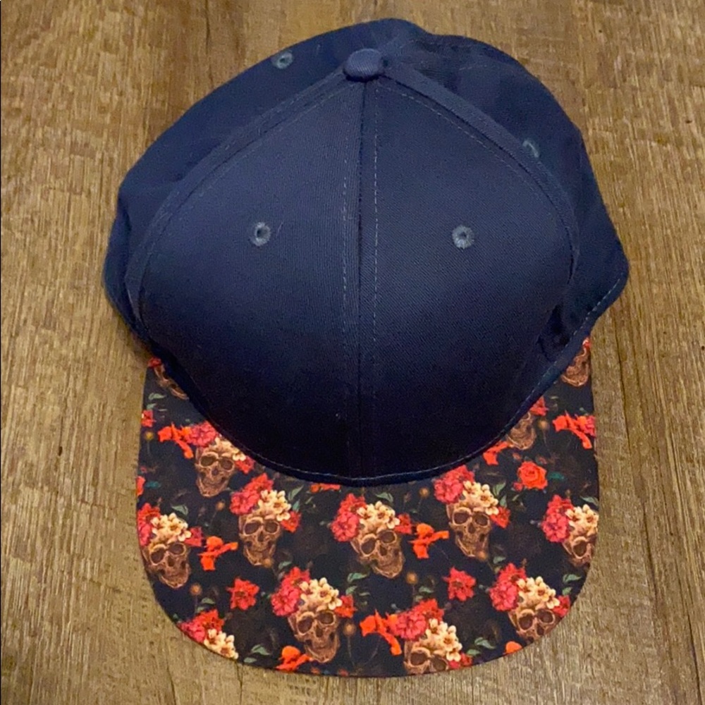 SNAPBACK HAT WITH SKELETONS AND FLOWERS